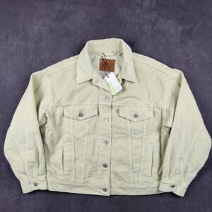 Levis Premium Fresh 90s Corduroy Trucker Jacket Womens Medium Light Green NEW